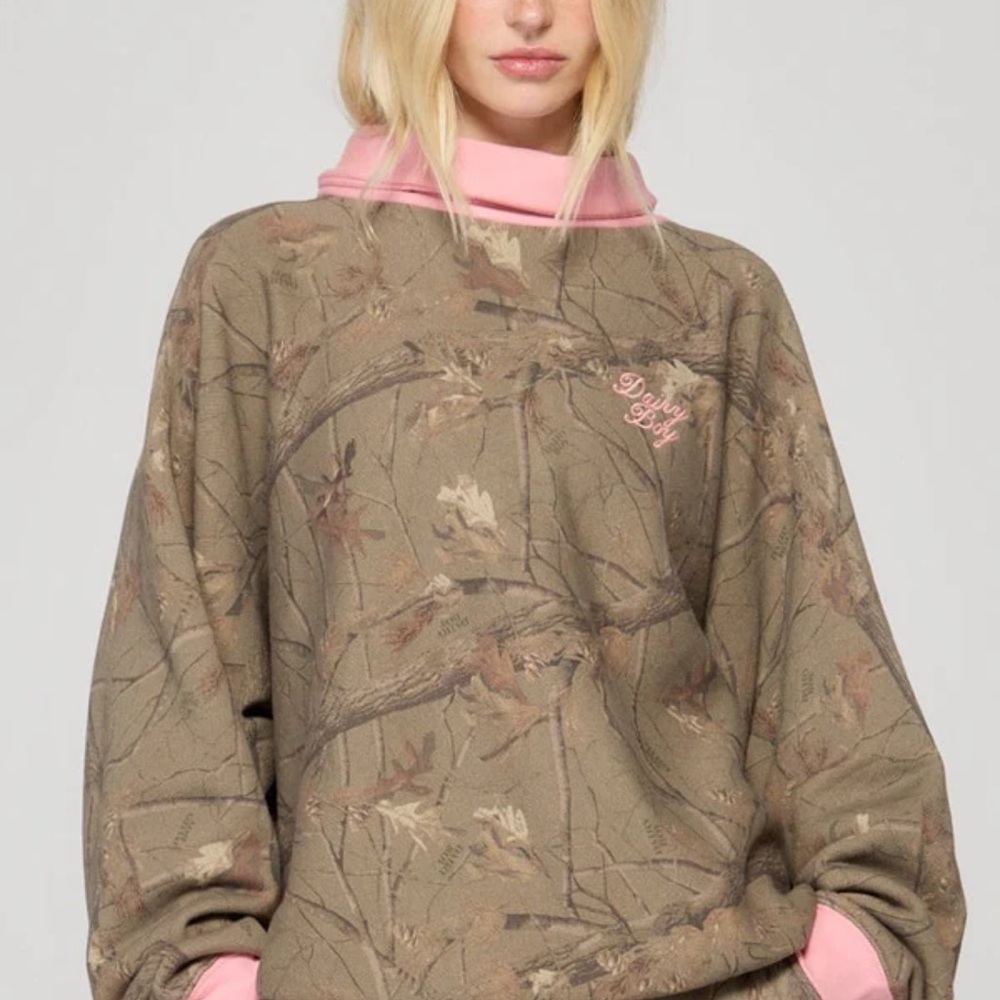 Pink and Brown Camouflage Women's Hoodie